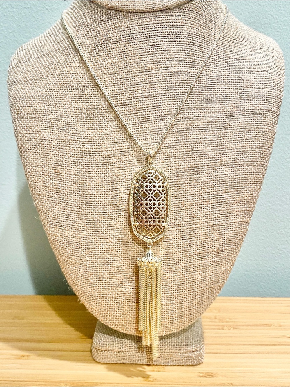 Kendra Scott Benning Filigree Tassel Two-Tone Gold & Silver Long Chain Necklace